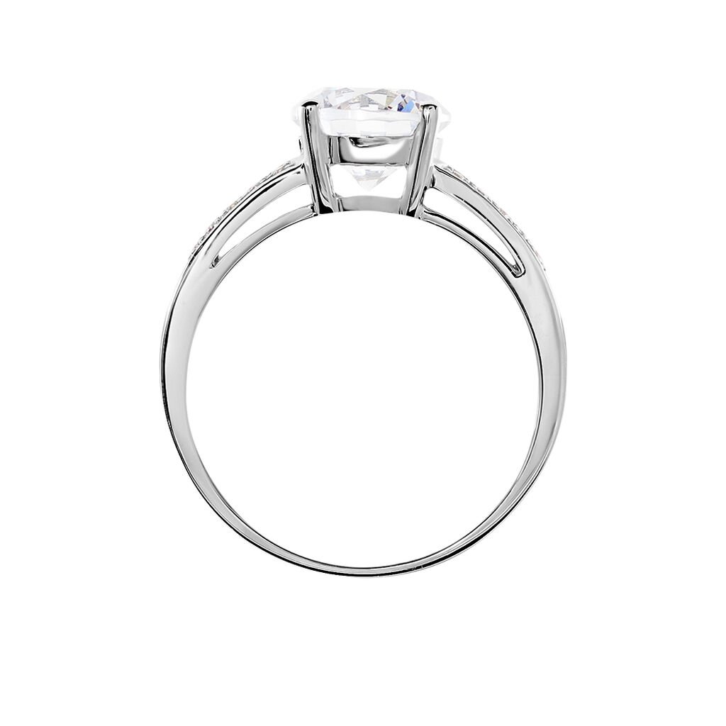 Bague Solitaire Anthyme Or Blanc Oxyde De Zirconium