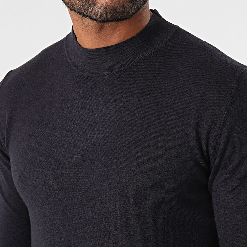 Pull Col Cheminée Bleu Marine