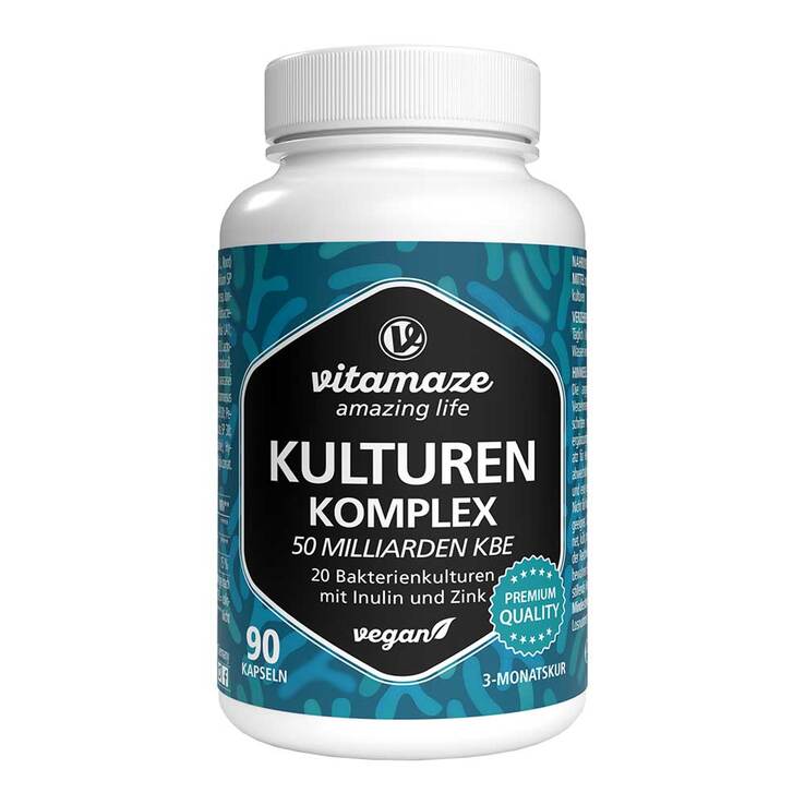 Kulturen Komplex 20 Darmbakterien 50 Mrd. KbE vegane Kapseln , 90 St