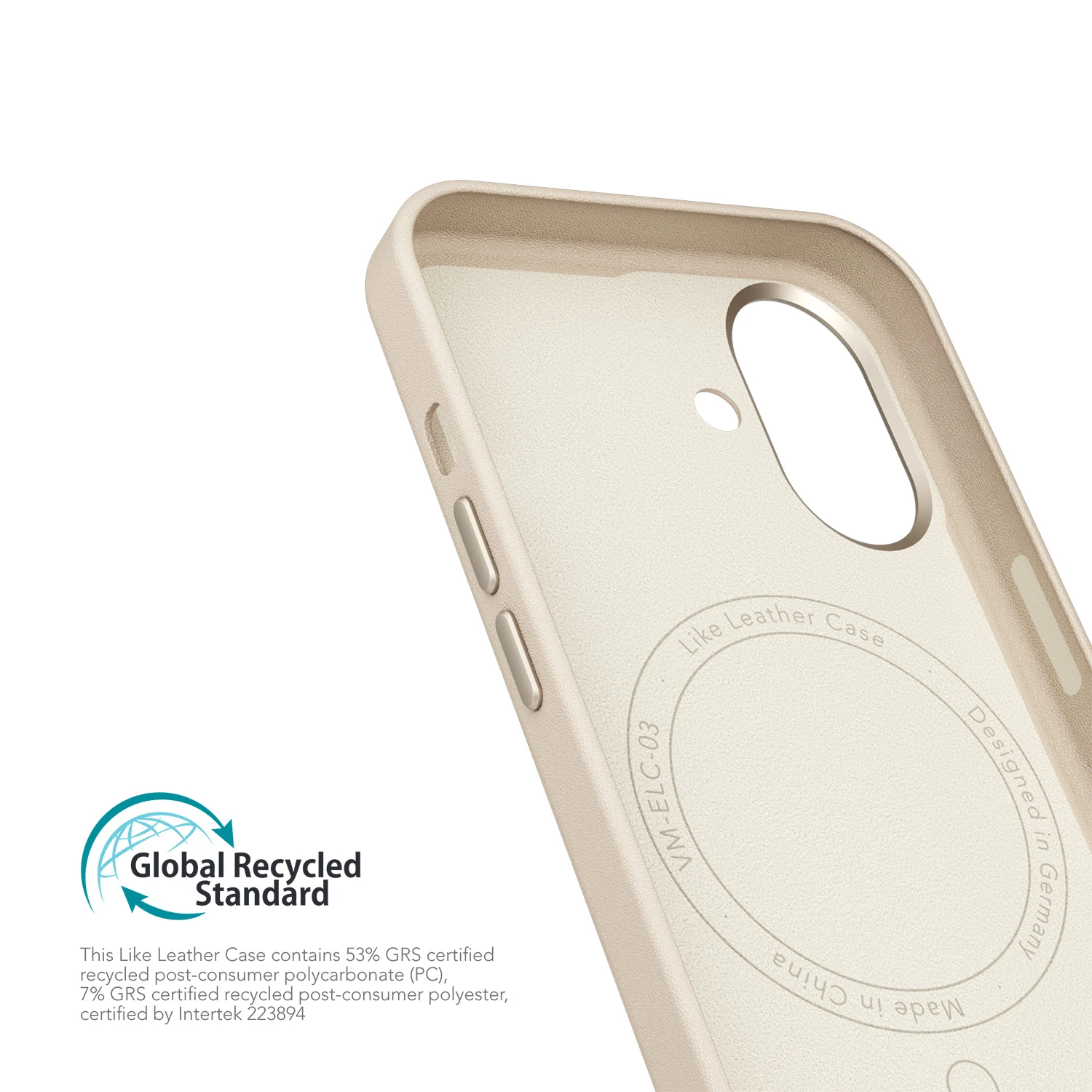iPhone 16 MagSafe Schutzhülle Like Leather Case aus Recycelten Materialien (ELC00009) - Beige
