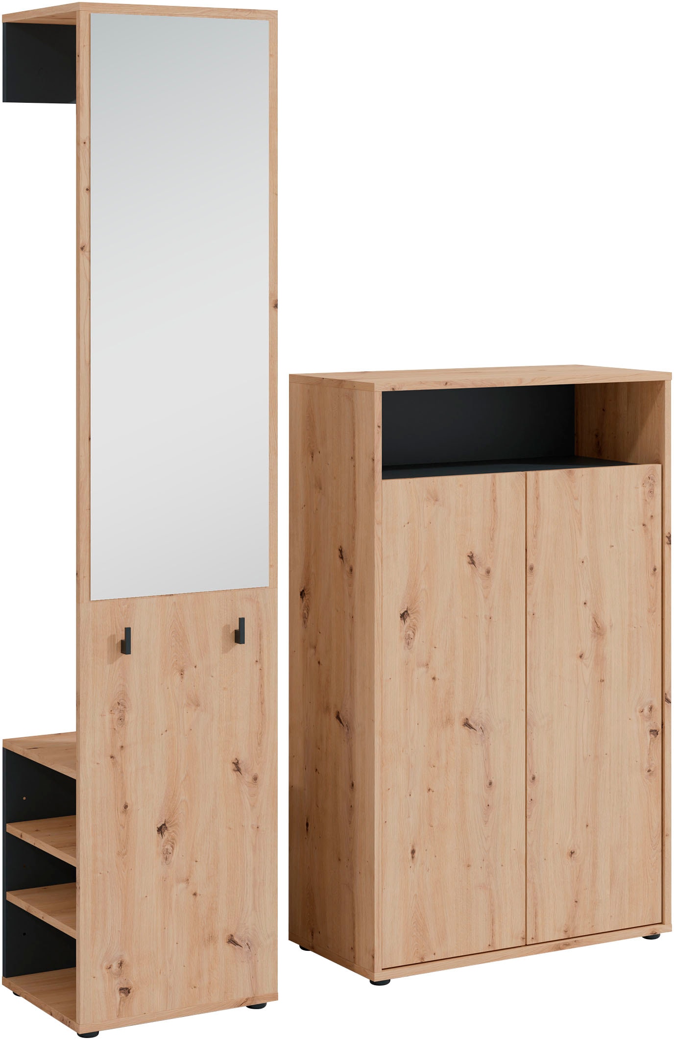 INOSIGN Garderoben-Set »Lyon, platzsparender Garderobenschrank mit grossem Spiegel« 2 Stk. tlg.