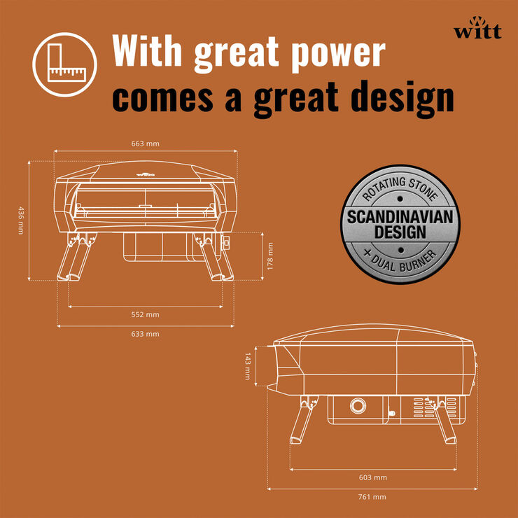 Witt WITT ETNA ROTANTE PIZZA OVEN Mat sort