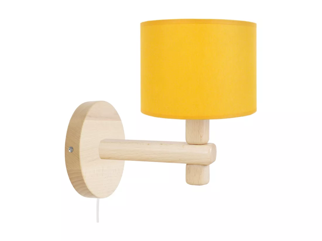 Applique abat-jour jaune bois naturel 21cm.