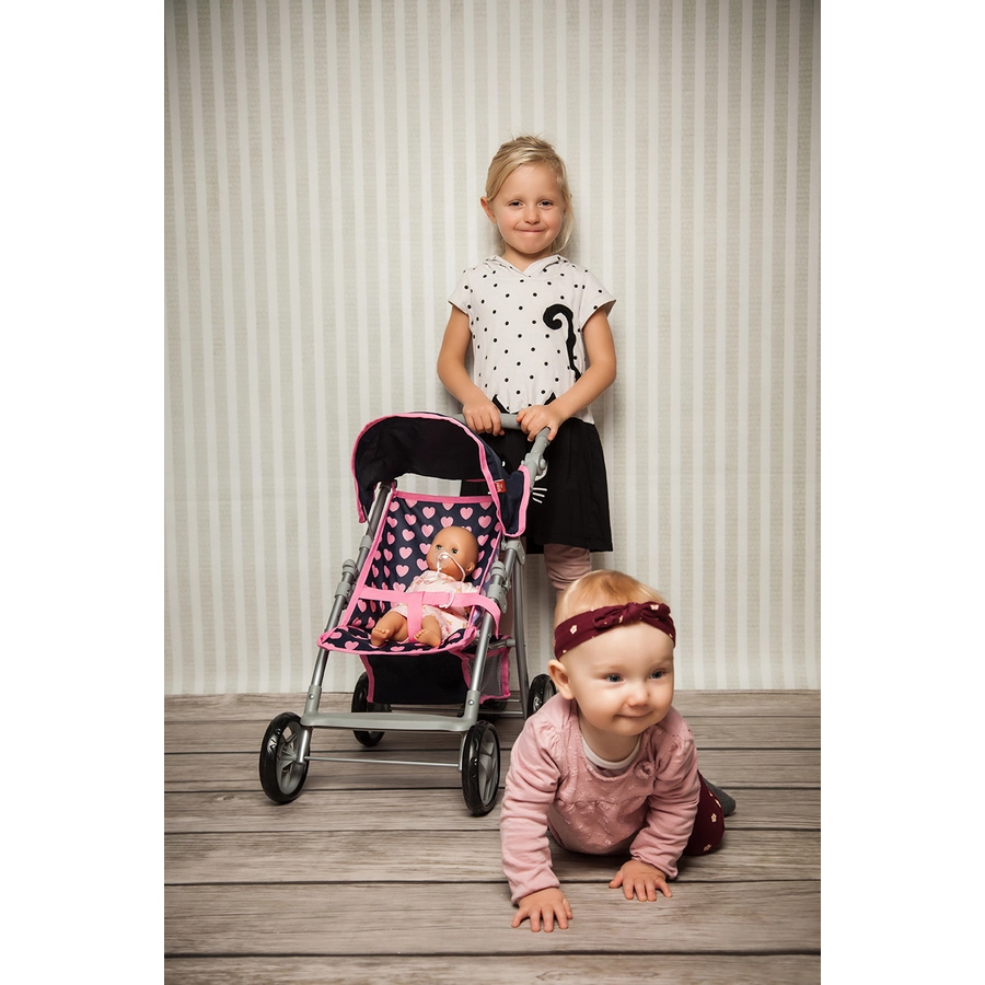 knorr toys® Puppenbuggy Liba - Pink Hearts blau
