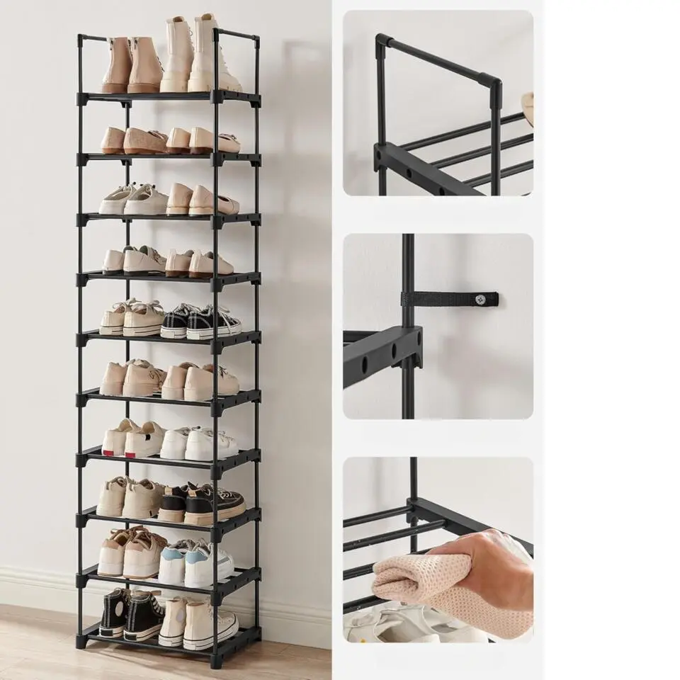 Metalen Schoenenrek met 10 Planken, Standplank, Multifunctioneel