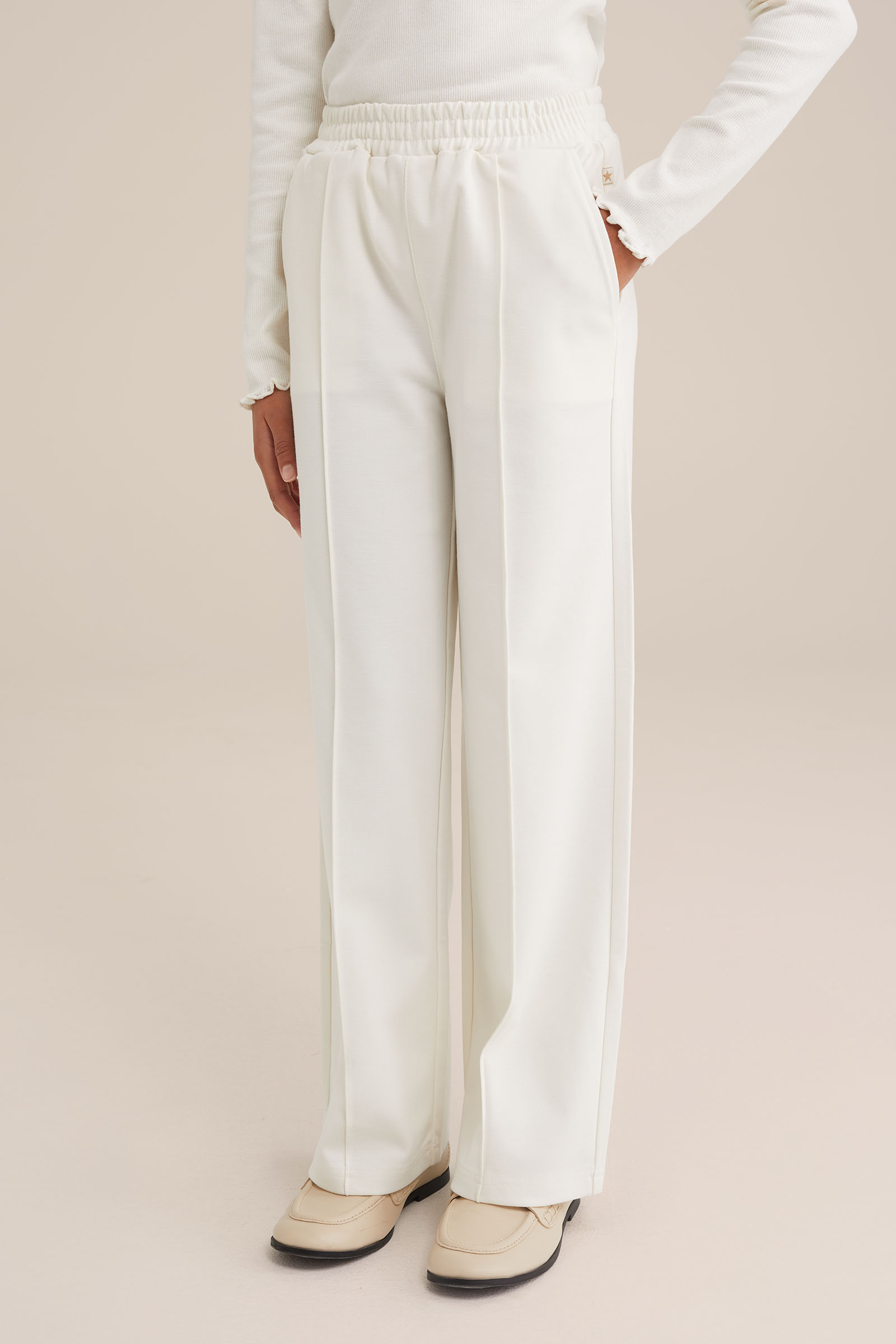 Meisjes straight fit broek WE Fashion Gebroken wit