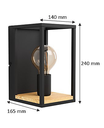 Applique murale Libertad E27 IP20 40W L.36xH.8cm noir Eglo