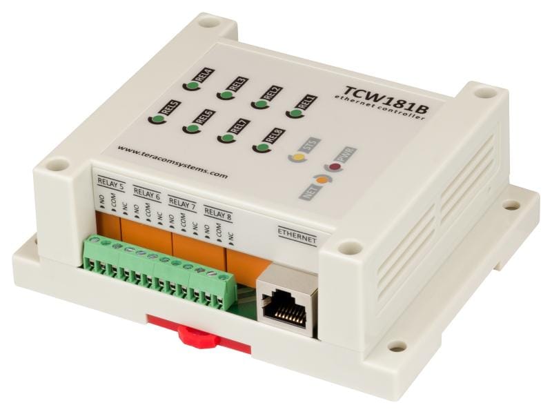 Teracom Netzwerk IP Digital IO Module TCW181B-CM Ethernet digitales IO-Modul mit 8 Relaisausgängen und einem potentialfreien Eingang