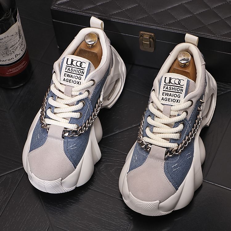 Mr Ozera - Denim Platform Sneakers met Ketting