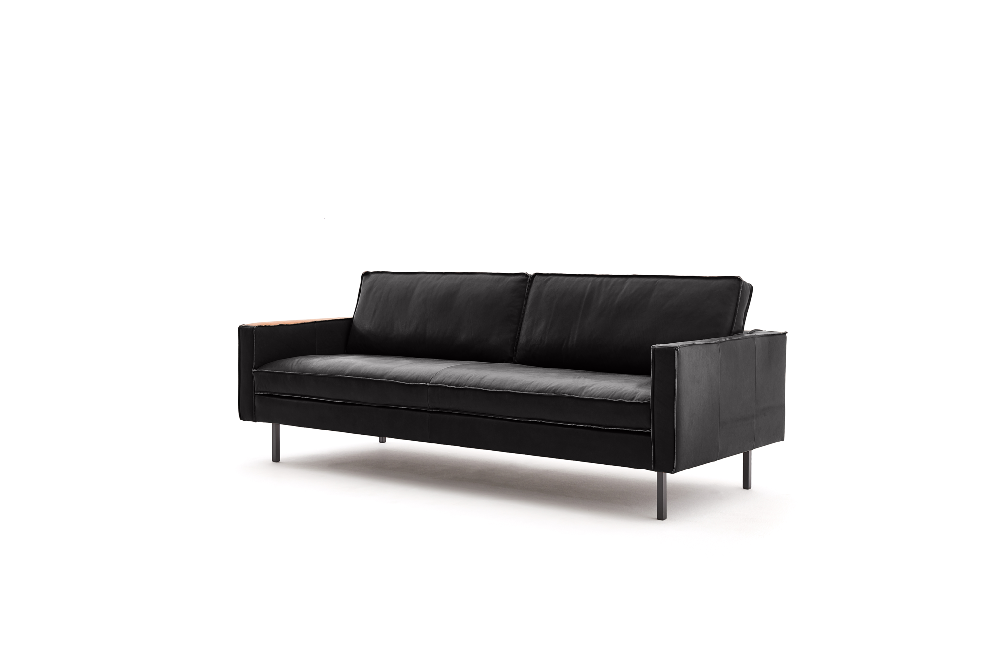 Loods 5 Design 3,5-zitsbank Slimm Leer Outside 3,5 Zits - 215 cm | PGC Sauvage Black | Poten: Zwart