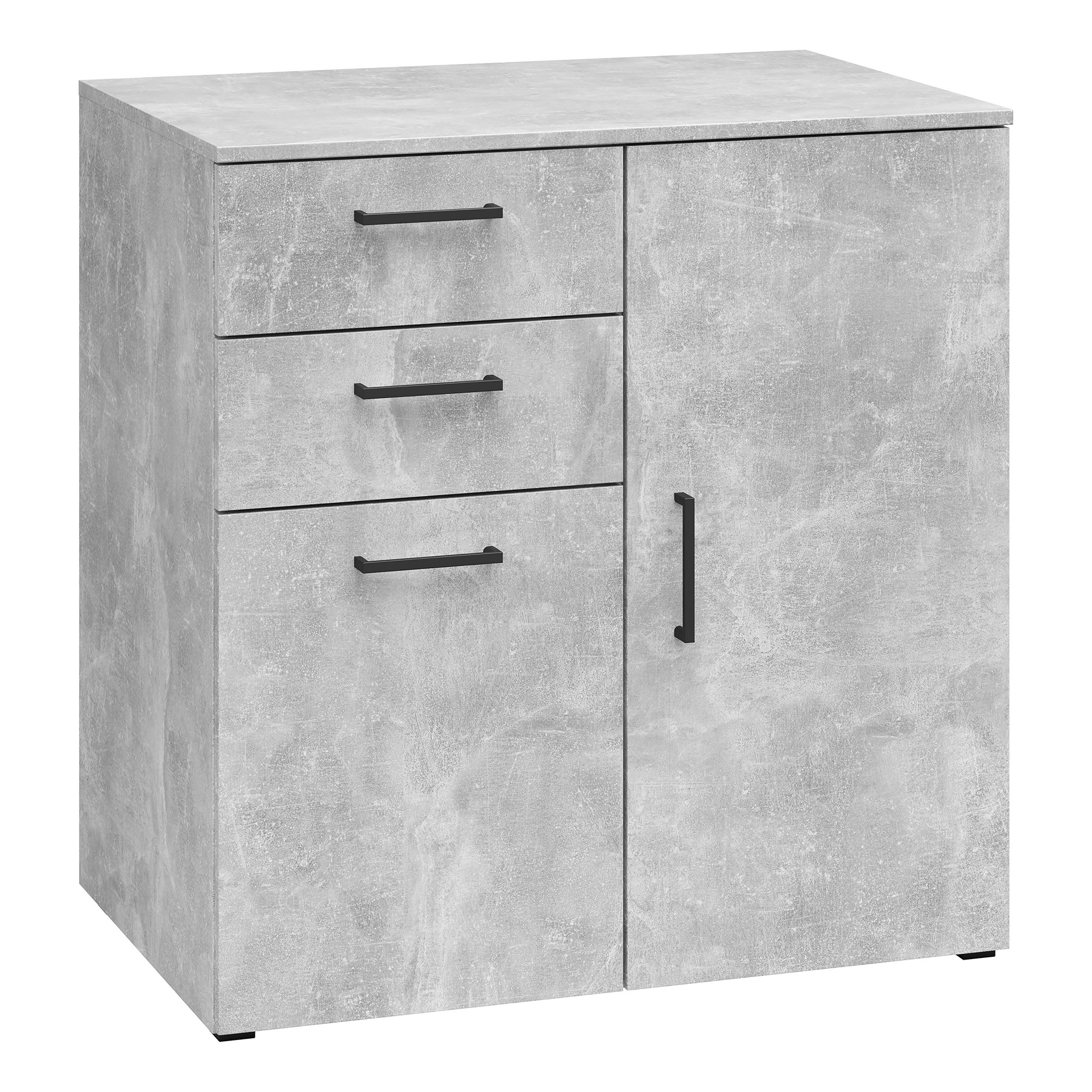 Kommode - Betonoptik - 2 Türen - 2 Schubkästen - XL-Tiefe - 80 cm breit