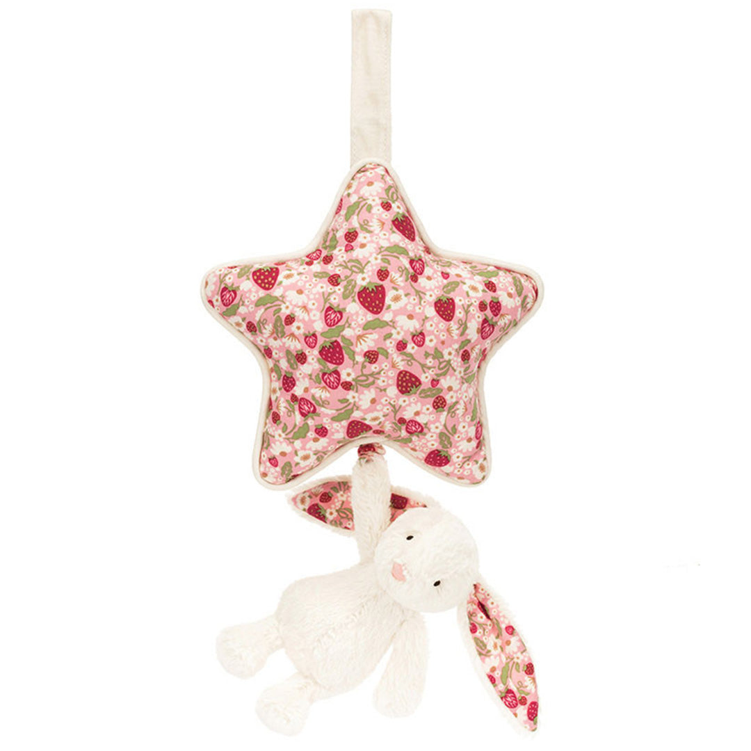 jellycat muziekdoosje blossom cream konijn - berry - 30 cm