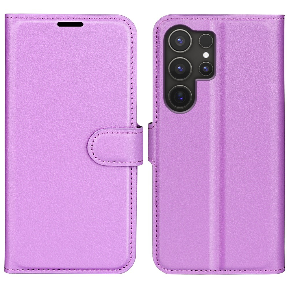 Samsung Galaxy S25 Ultra Leder Tasche Flip Cover Litchi Look - Lila
