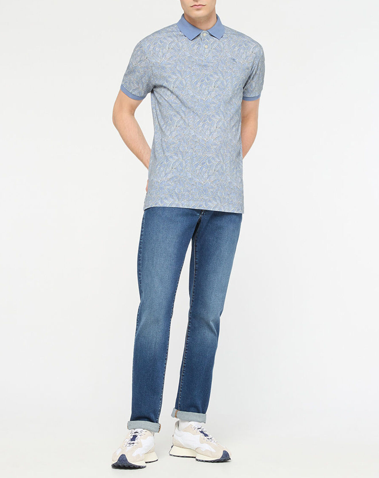 Hackett London Polo Regular Fit à imprimé feuilletage bleu clair