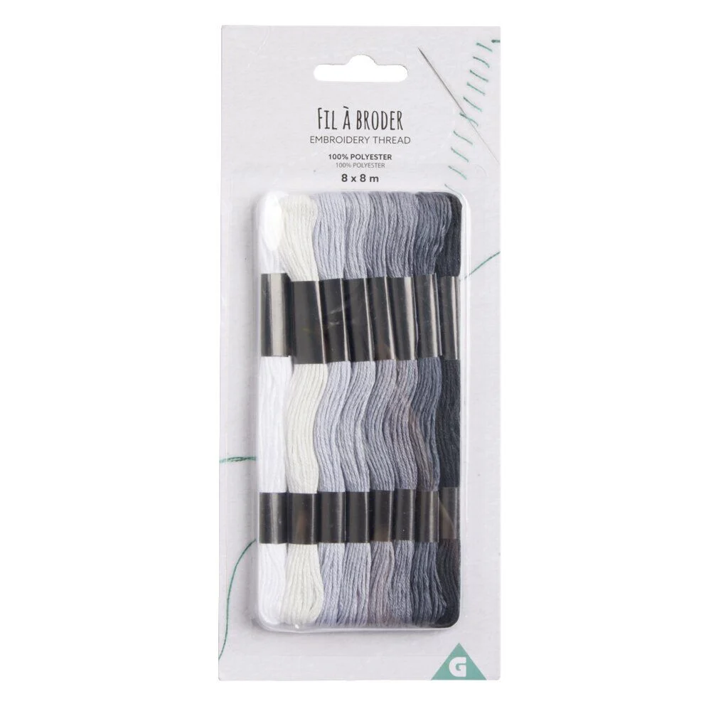 Bobines de fil à broder 8m lot de 8 - 2 modèles