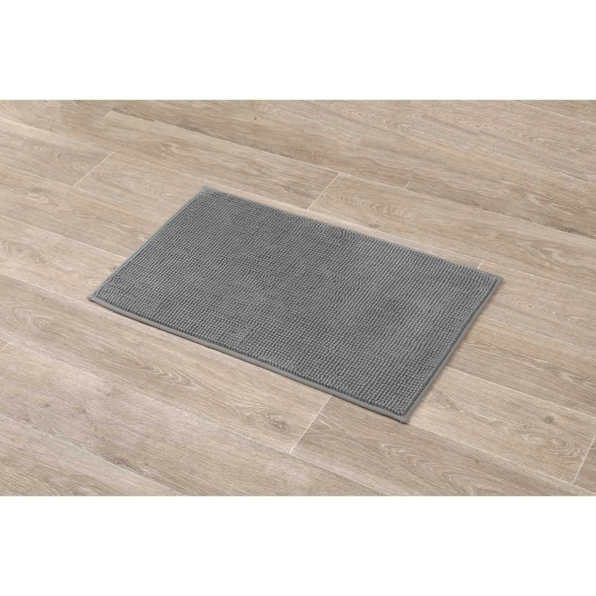 TAPIS MICROFIBRE BOULES UNI 45X75CM GRIS