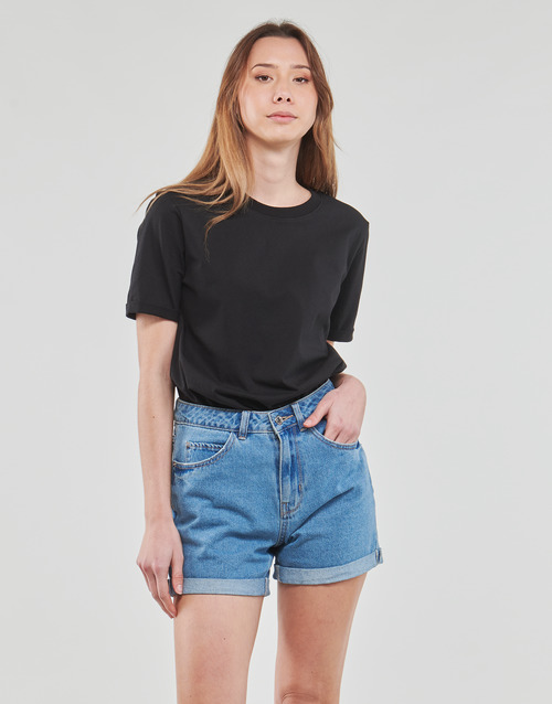 Pieces - PCRIA SS FOLD UP SOLID TEE - Noir