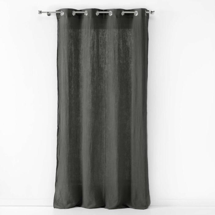 RIDEAU A OEILLETS 135X240CM GAZE DE COTON ANGELIA ANTHRACITE