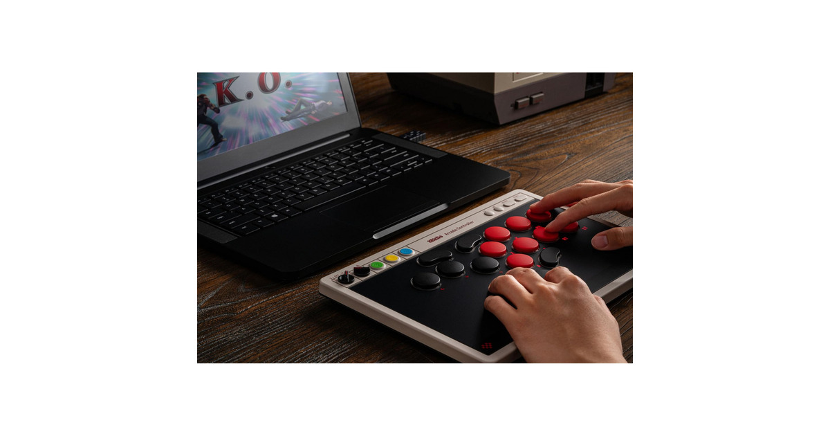 8BitDoArcade Controller  (Grijs/rood, 2.4 GHz / Bluetooth / USB, Nintendo Switch, Pc)