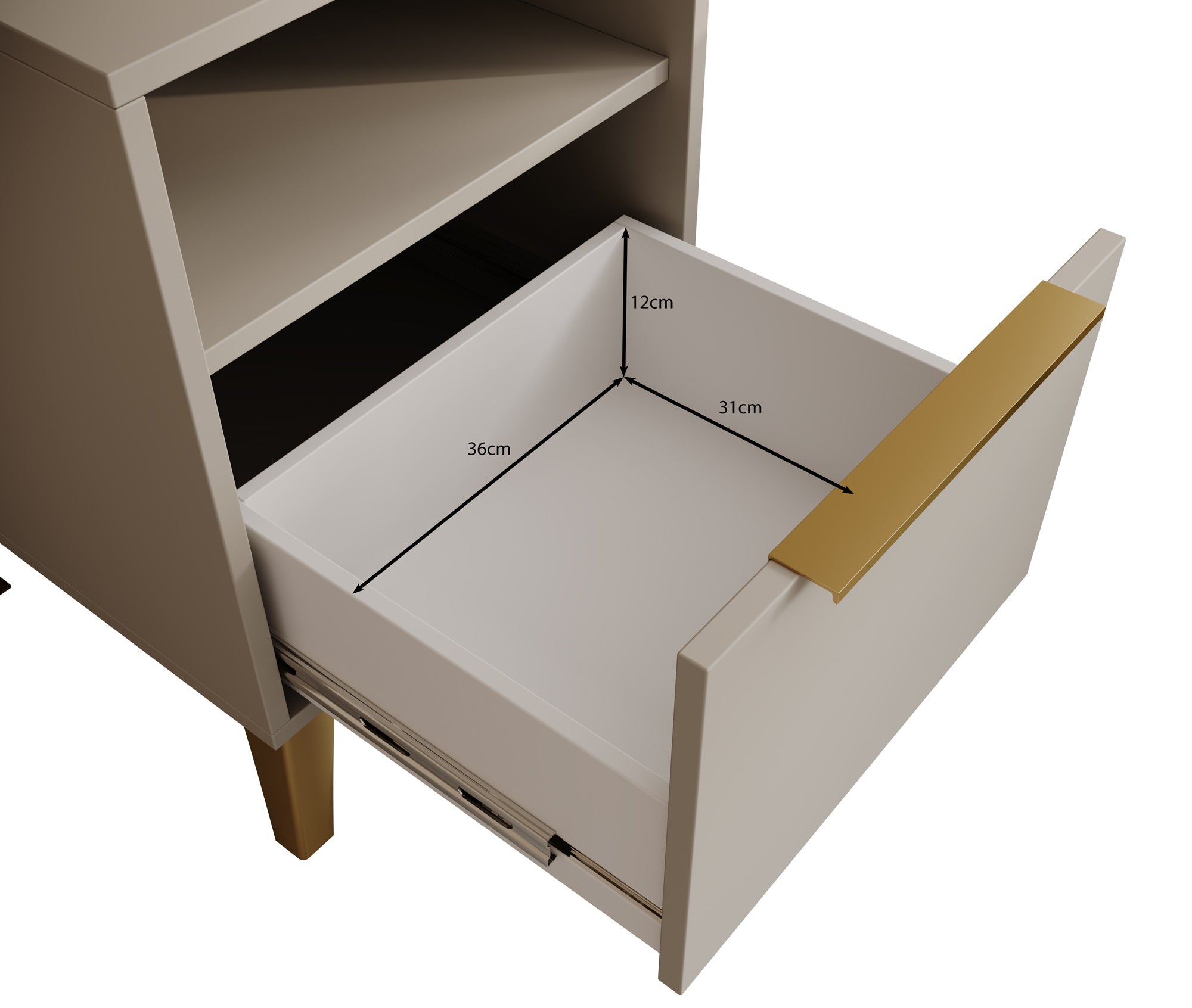 Xiano - Nachtkastje - Beige - 44x40x60 cm