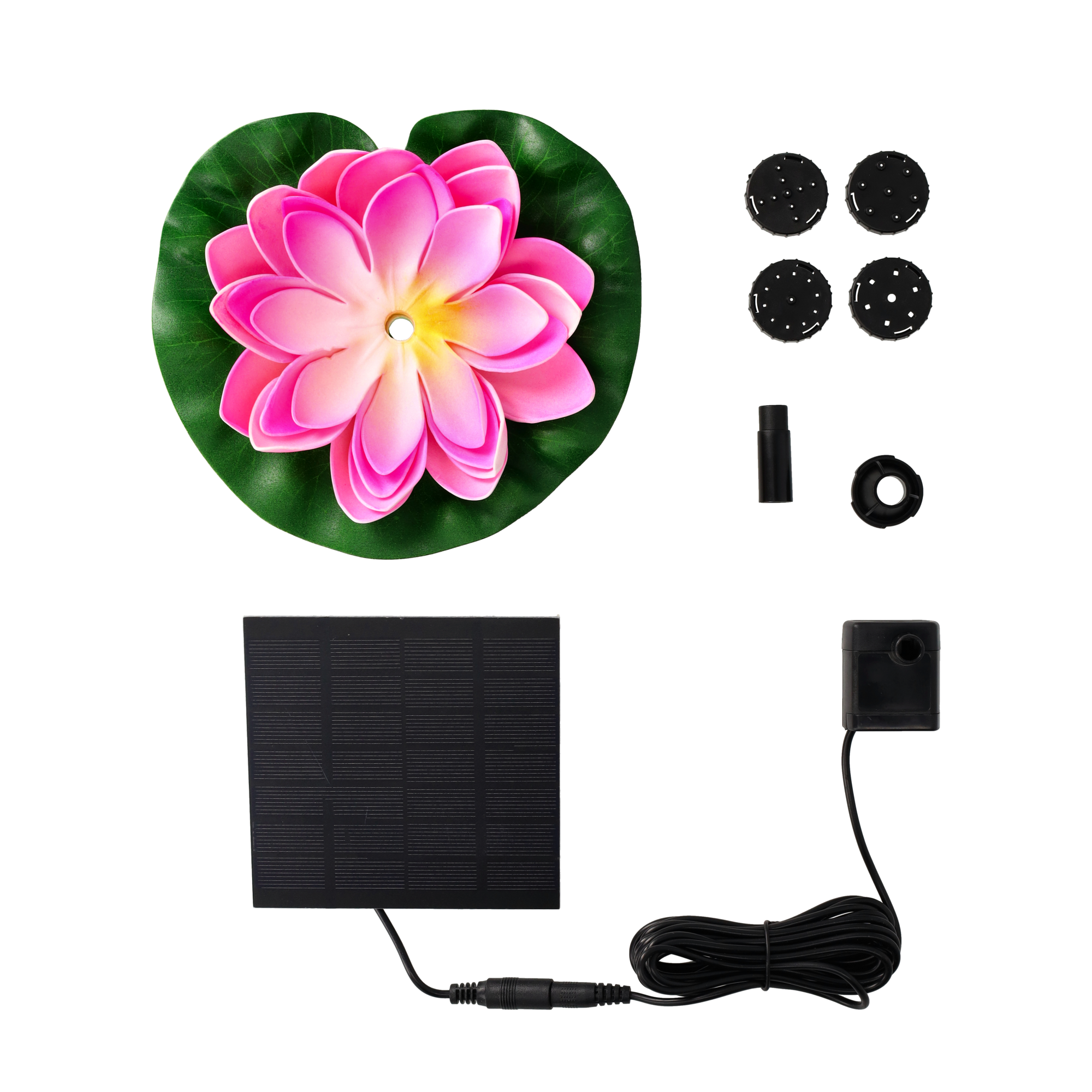 (Ø17.5cm) Schwimmende Solar Seerose Springbrunnen Deko Gartenteich Fontäne - Pink