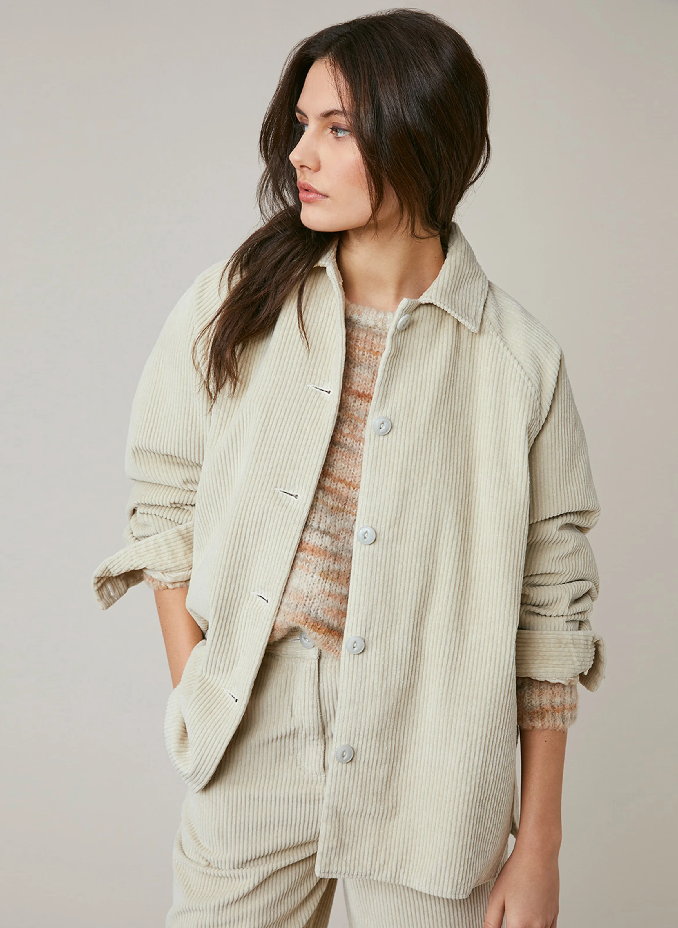 FRANCESCA - Veste col classique en coton | Blanc
