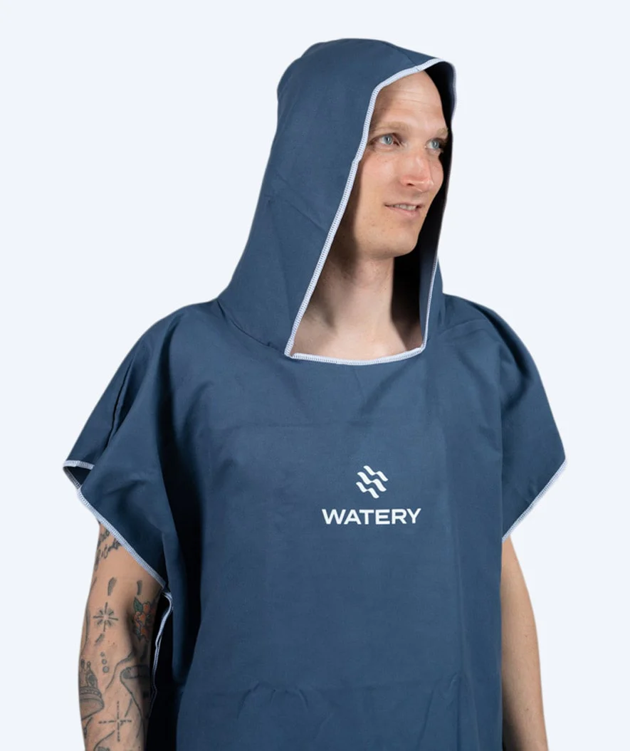 Watery badeponcho til voksne - Microfiber - Mørkeblå