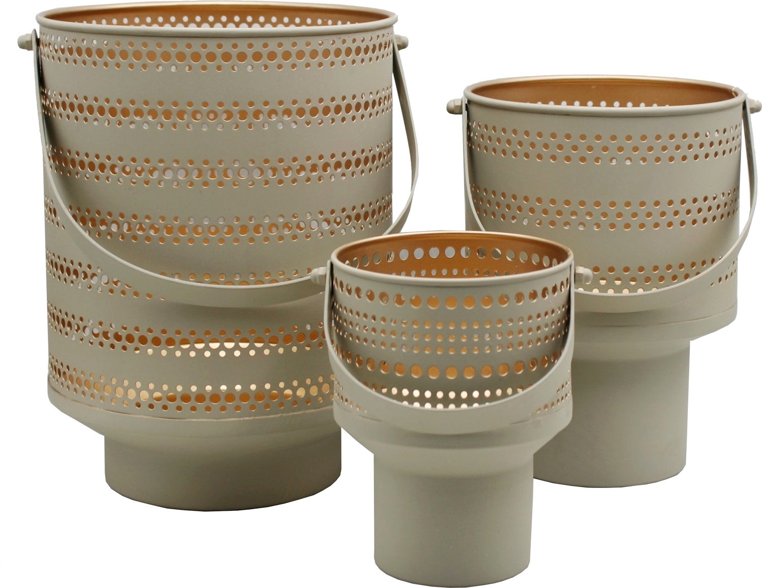 HD Collection waxinelichthouder op voet beige 14 x 12 x 15 cm