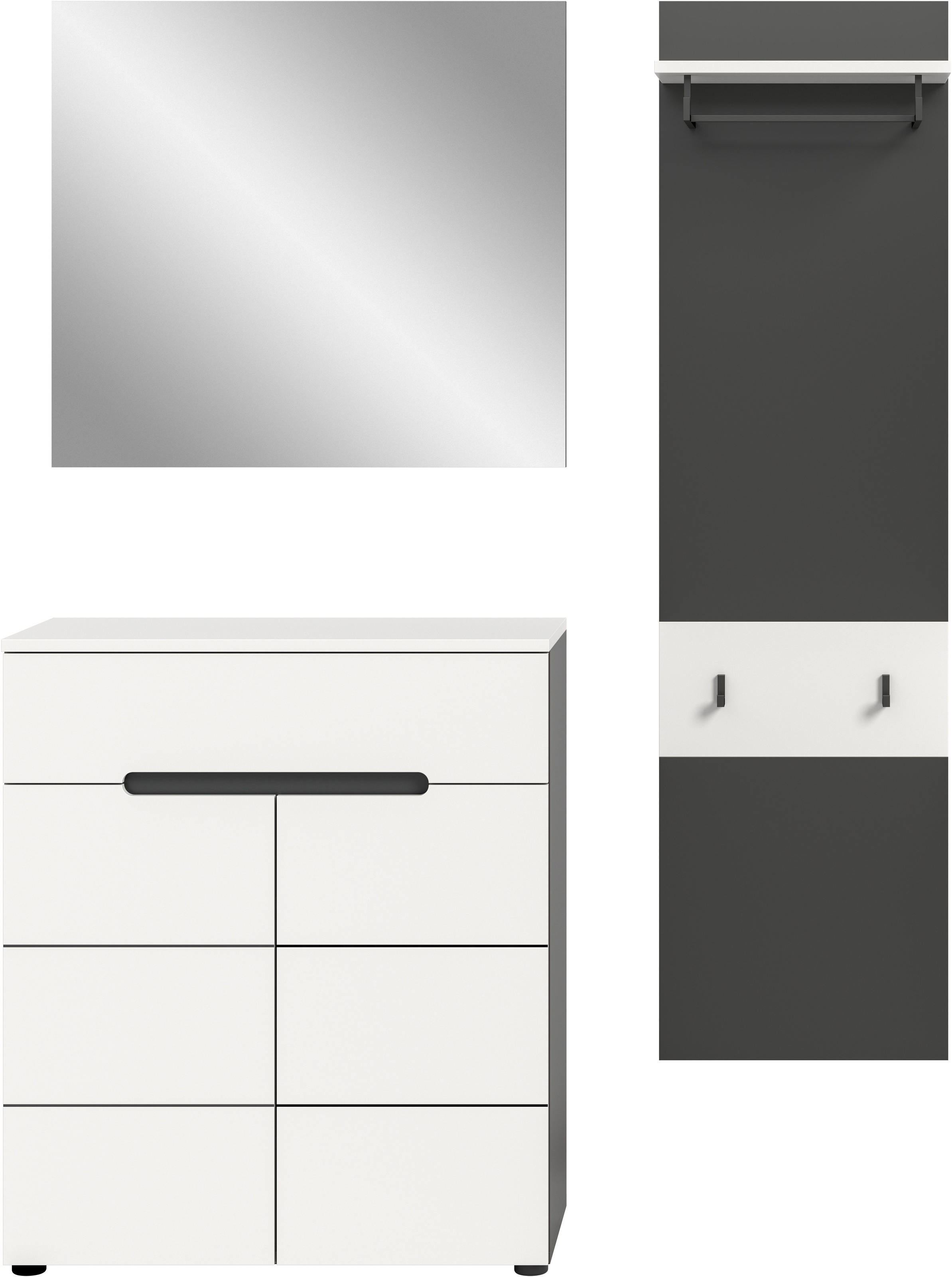 INOSIGN Garderoben-Set »REHAT, TOPSELLER!, 3-teilig, Breite 140 cm, individuell erweiterbar« Set, bestehend aus: Kommode, Spiegel und Garderobenpaneel, 3 Stk. tlg.