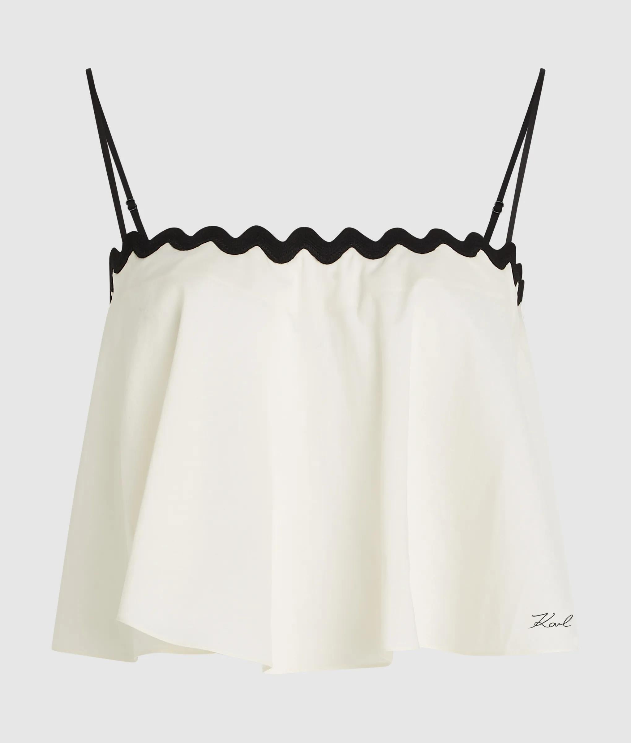 Cropped strandtop met schulprand