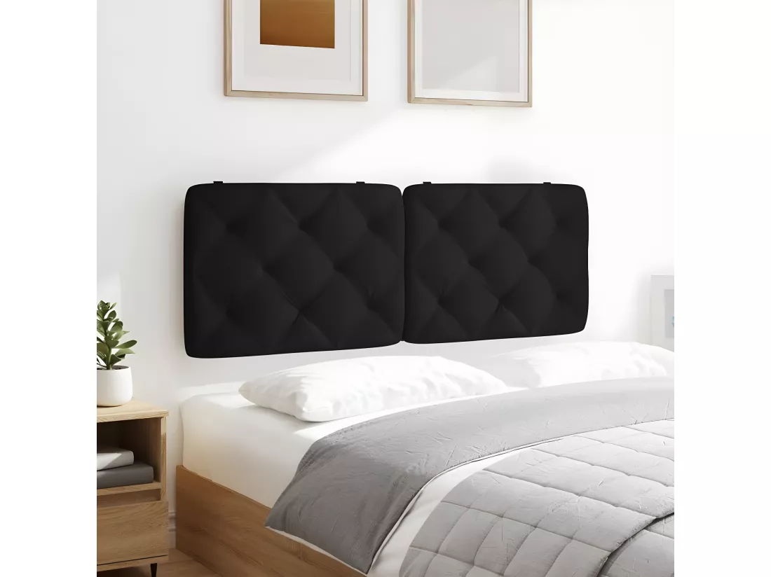 Coussin de tête de lit noir 140 cm velours