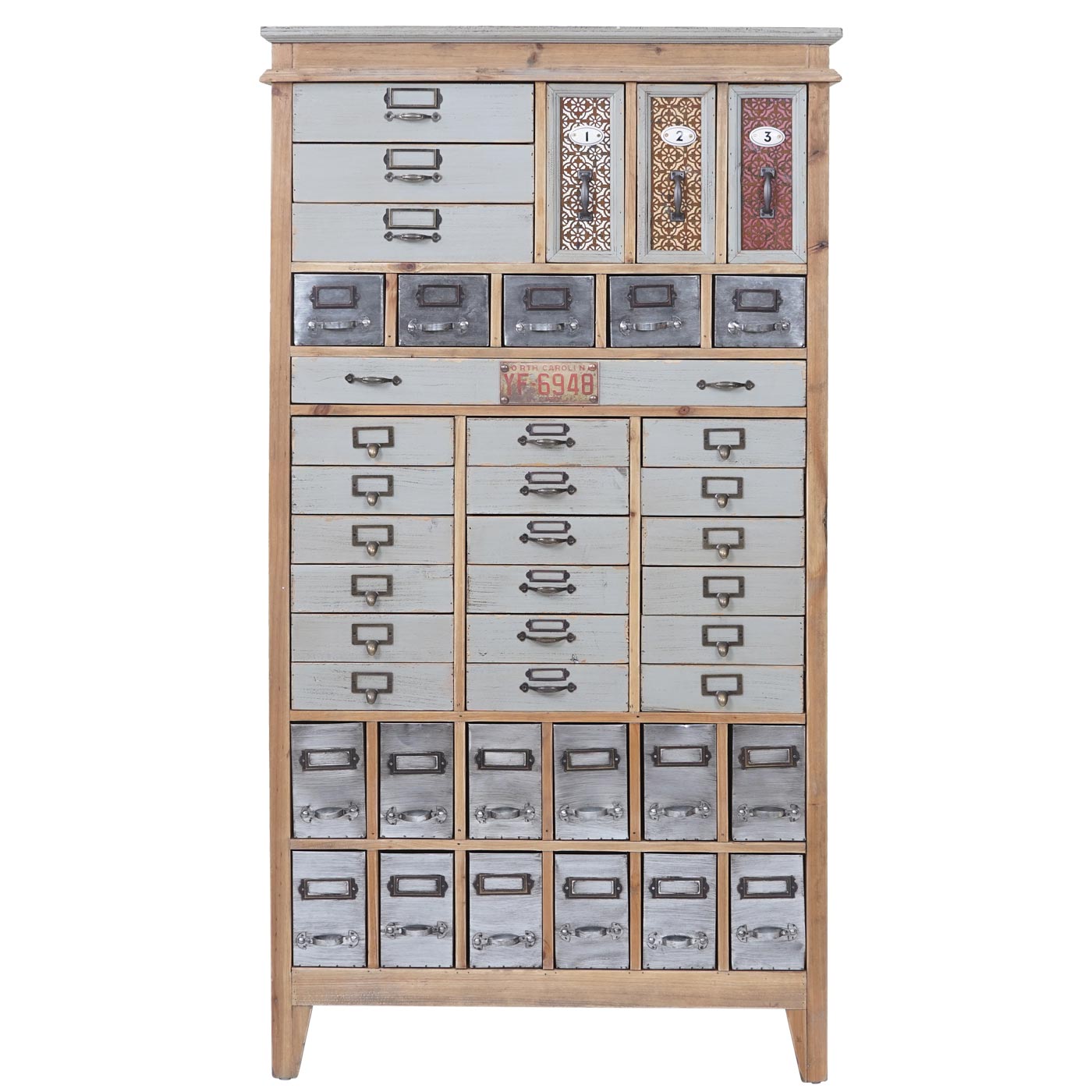 Apotheker-Schrank MCW-A43, Kommode, Tanne Holz massiv Vintage Shabby-Look 152x81x34cm