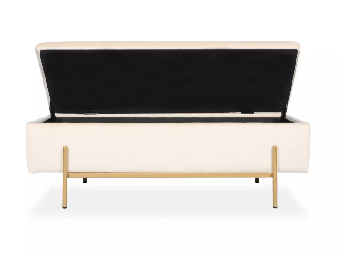 Banquette coffre Olivia Velours beige pieds or