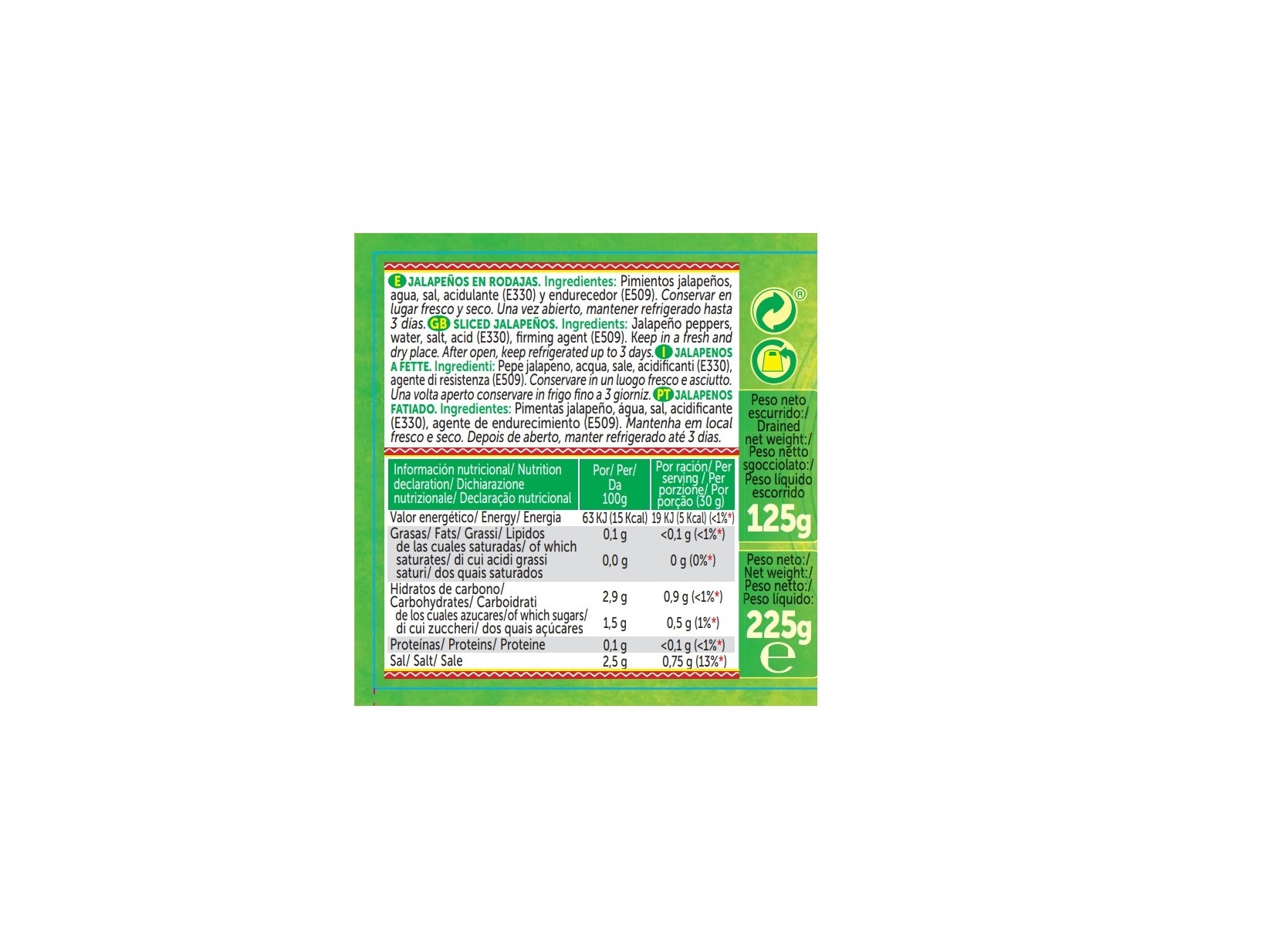 PIMENTO JALAPENO MEXIFOODS JALAPENOS 225G