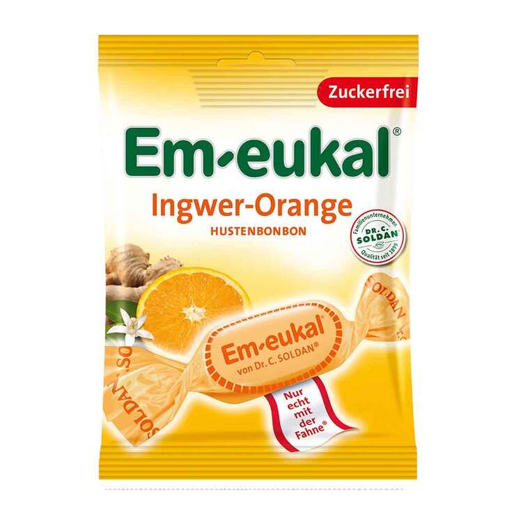 Em-eukal Hustenbonbons Ingwer Orange zuckerfrei, 75 g