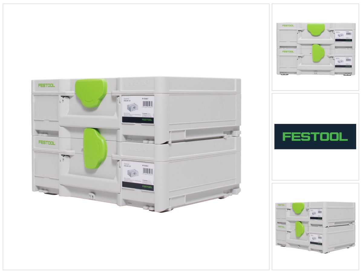 Festool Systainer Set 2x SYS3 M 137 ( 2x 204841 ) 10,4 Liter 396x296x137mm Aansluitbare Gereedschapskoffer
