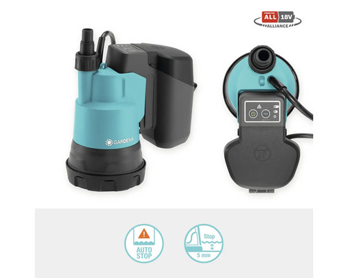 GARDENA P4A 2000/2 18V accu-aangedreven dompelpompen voor schoon water zonder accu en lader