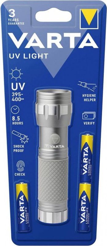 Zaklamp Varta UV-lamp Grijs Aluminium