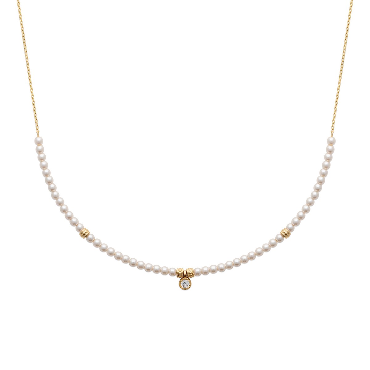 Collier Brillaxis plaqué or perles synthétiques etoxyde