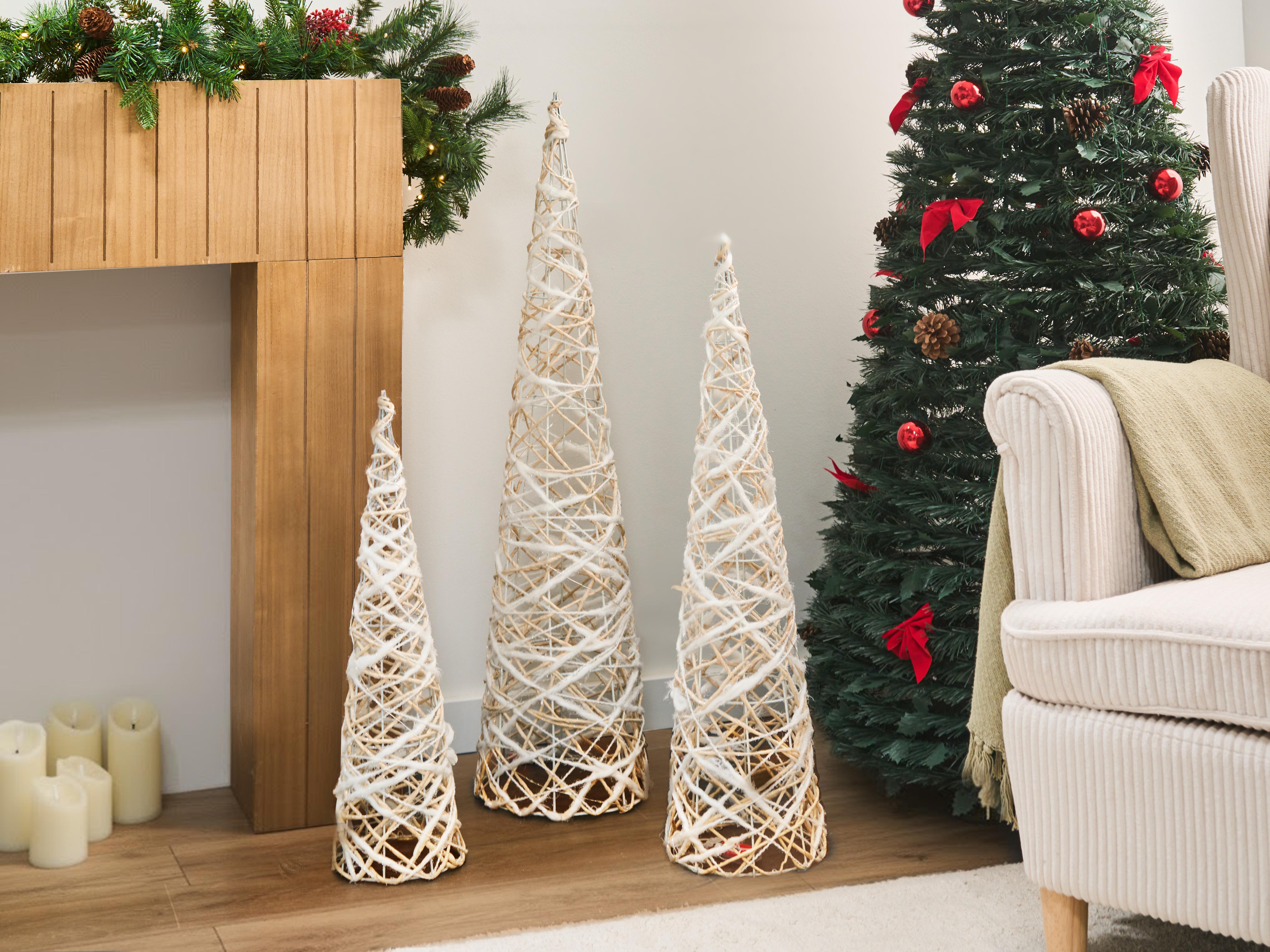 Set van 3 kerstdecoraties TUELSO Kerstboom 60/80/100 cm Wit/goud