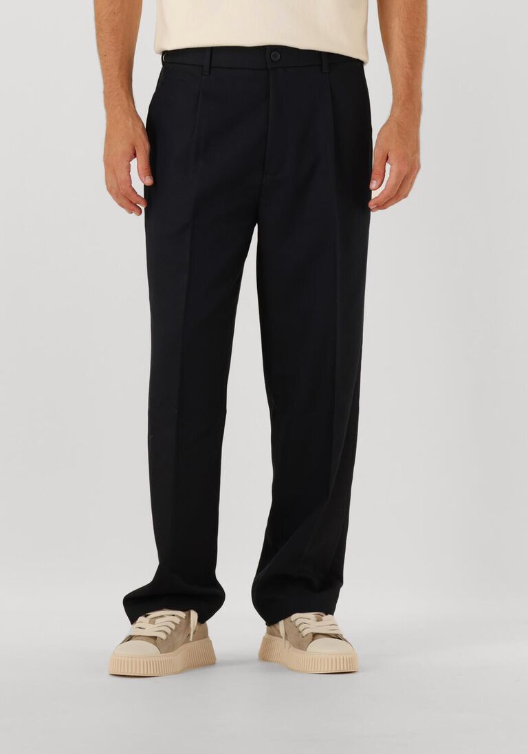 zwarte olaf hussein broeken regular twill pleated chino's