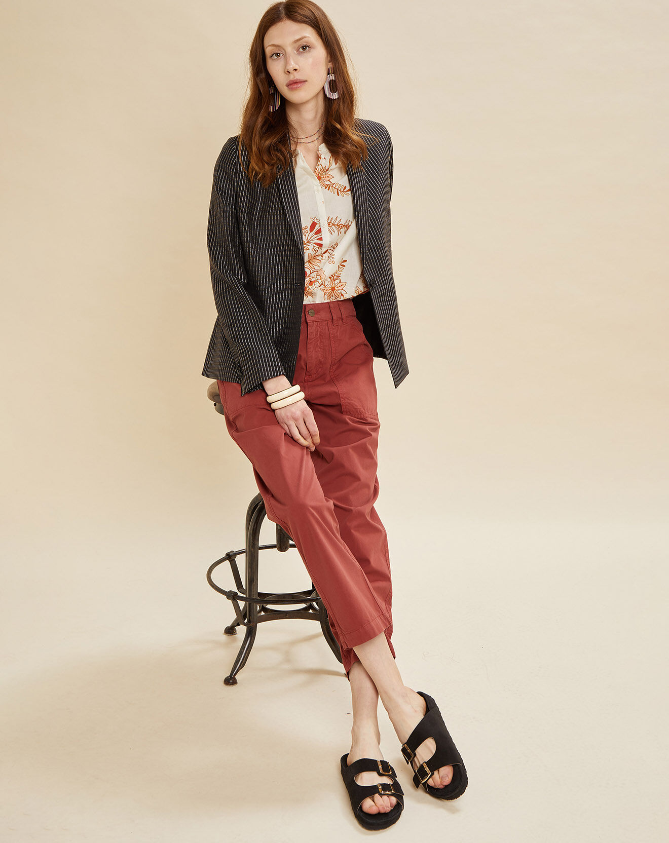 Chloé Stora Veste Umami rayée noire