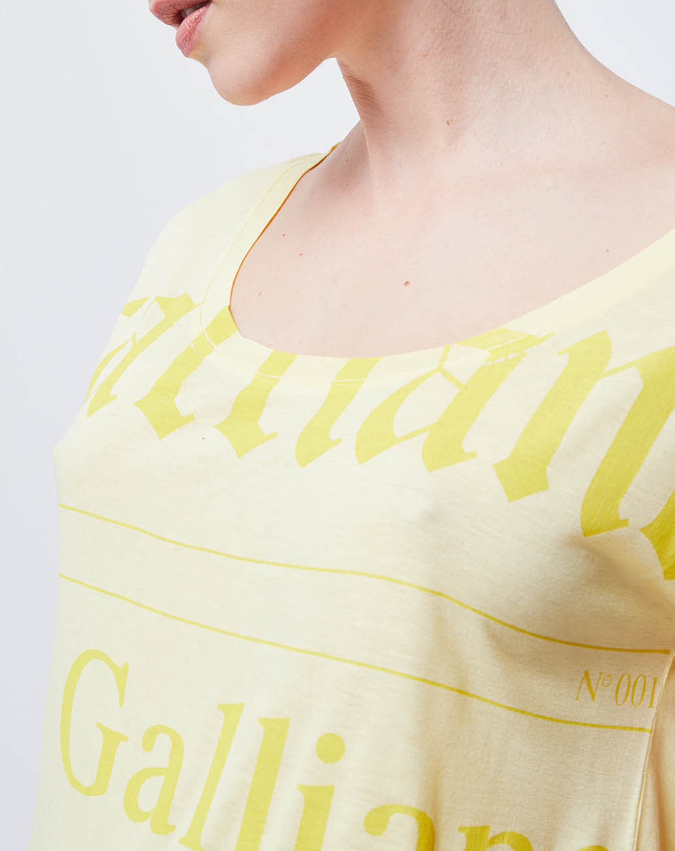 John Galliano T-Shirt Long imprimé Gazette jaune poussin/jaune moutarde