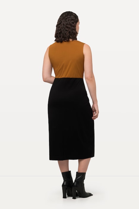 Sweat-Midikleid, Drapierung, U-Boot-Ausschnitt, ärmellos
