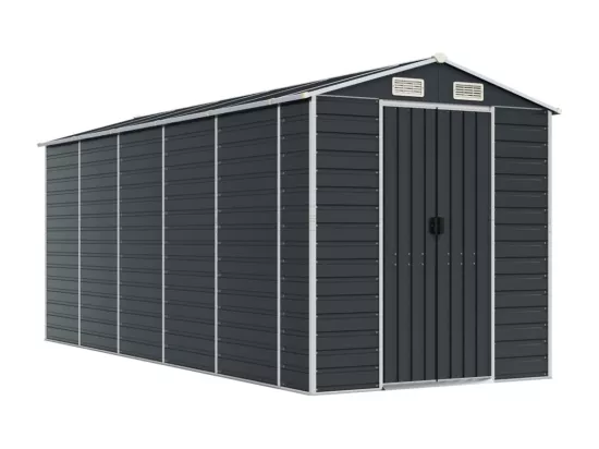 Abri de jardin anthracite 191x470x198 acier galvanisé