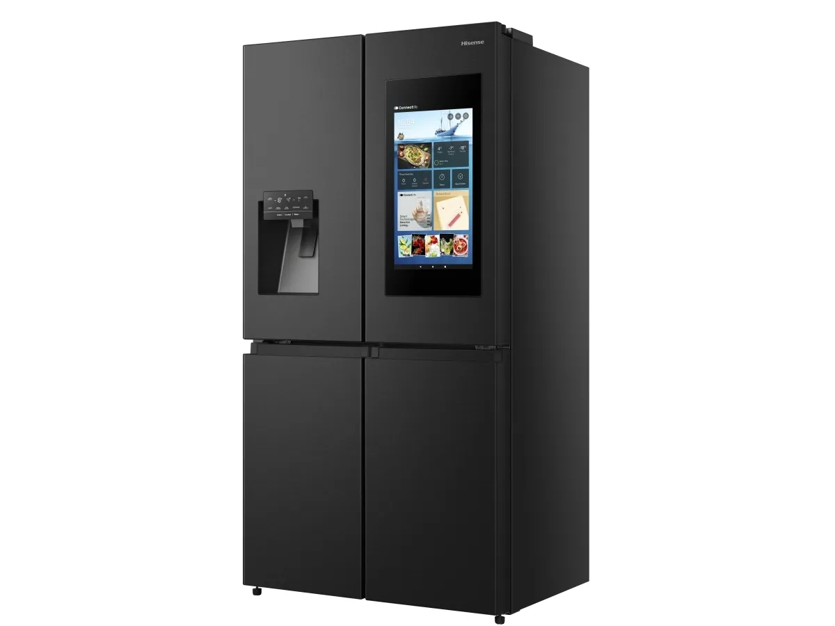 Hisense RQ760N4IFE - Køleskab/fryser - frans dør-bundfryser med vanddispenser, isdispenser - Wi-Fi - bredde: 91.4 cm - dybde: 72.5 cm - højde: 178.5 cm - 577 liter - Klasse E - sort