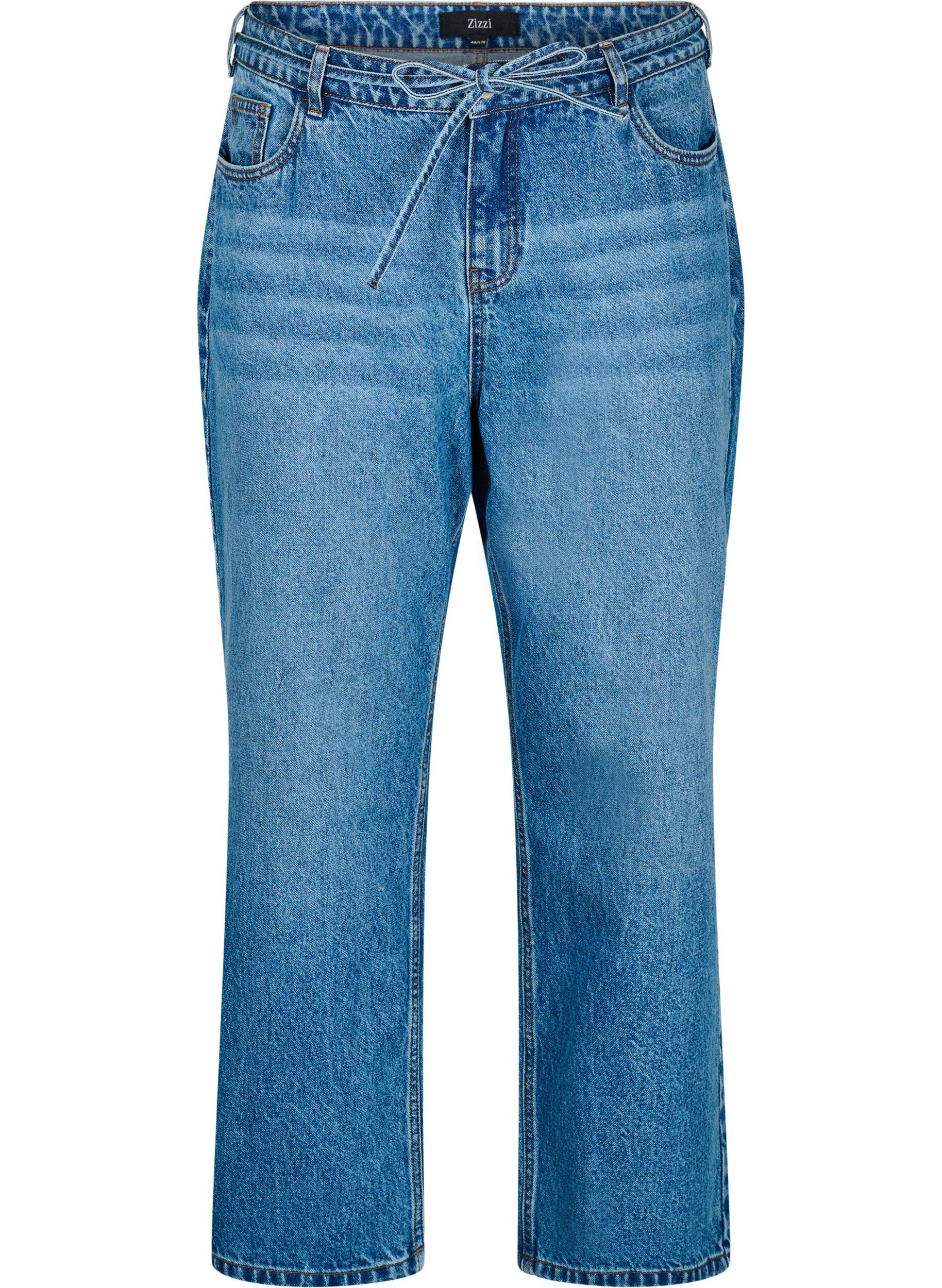 Straight fit jeans med bindebånd
