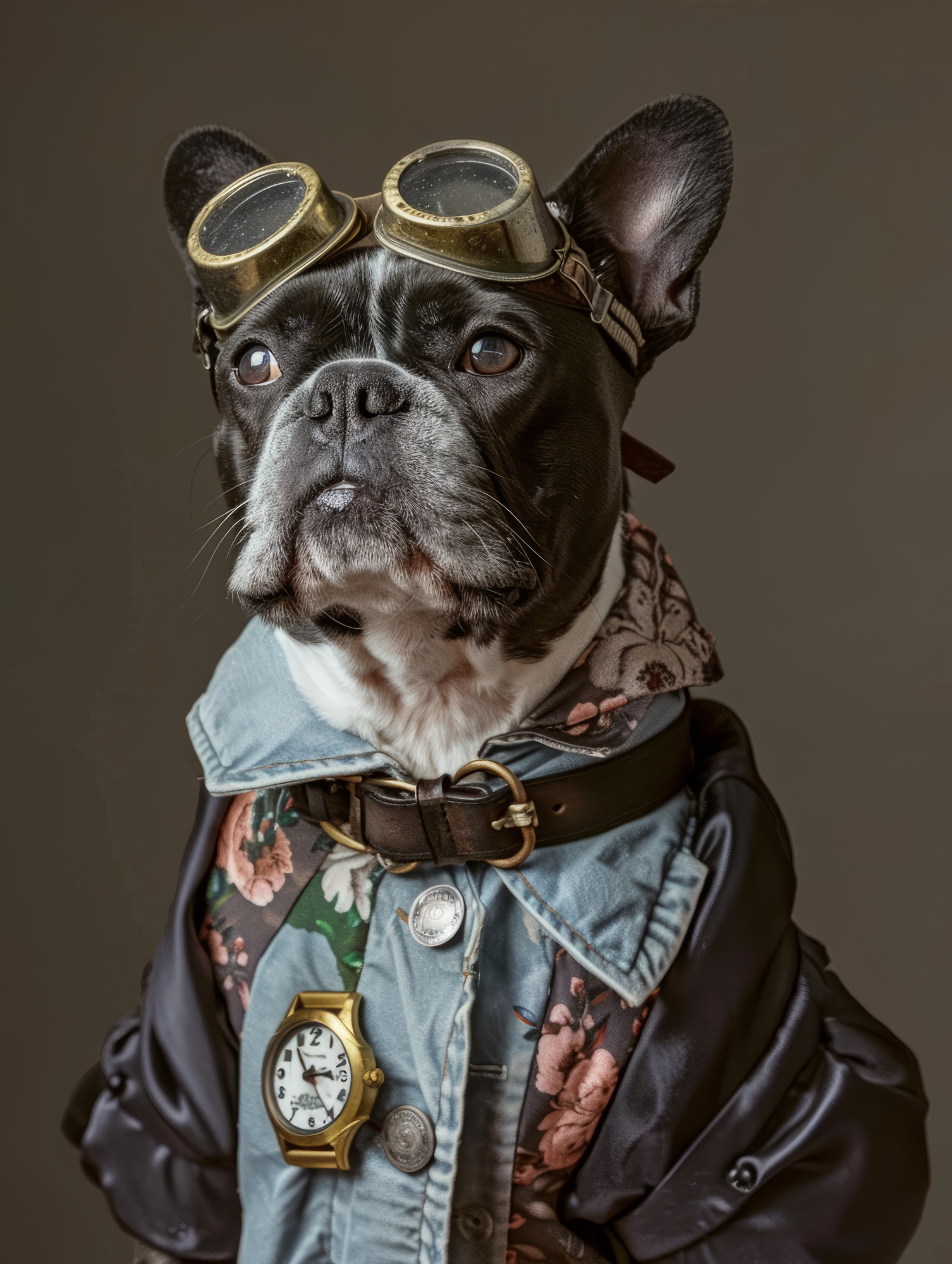 Canvas schilderij van een Franse Bulldog 60x80 cm