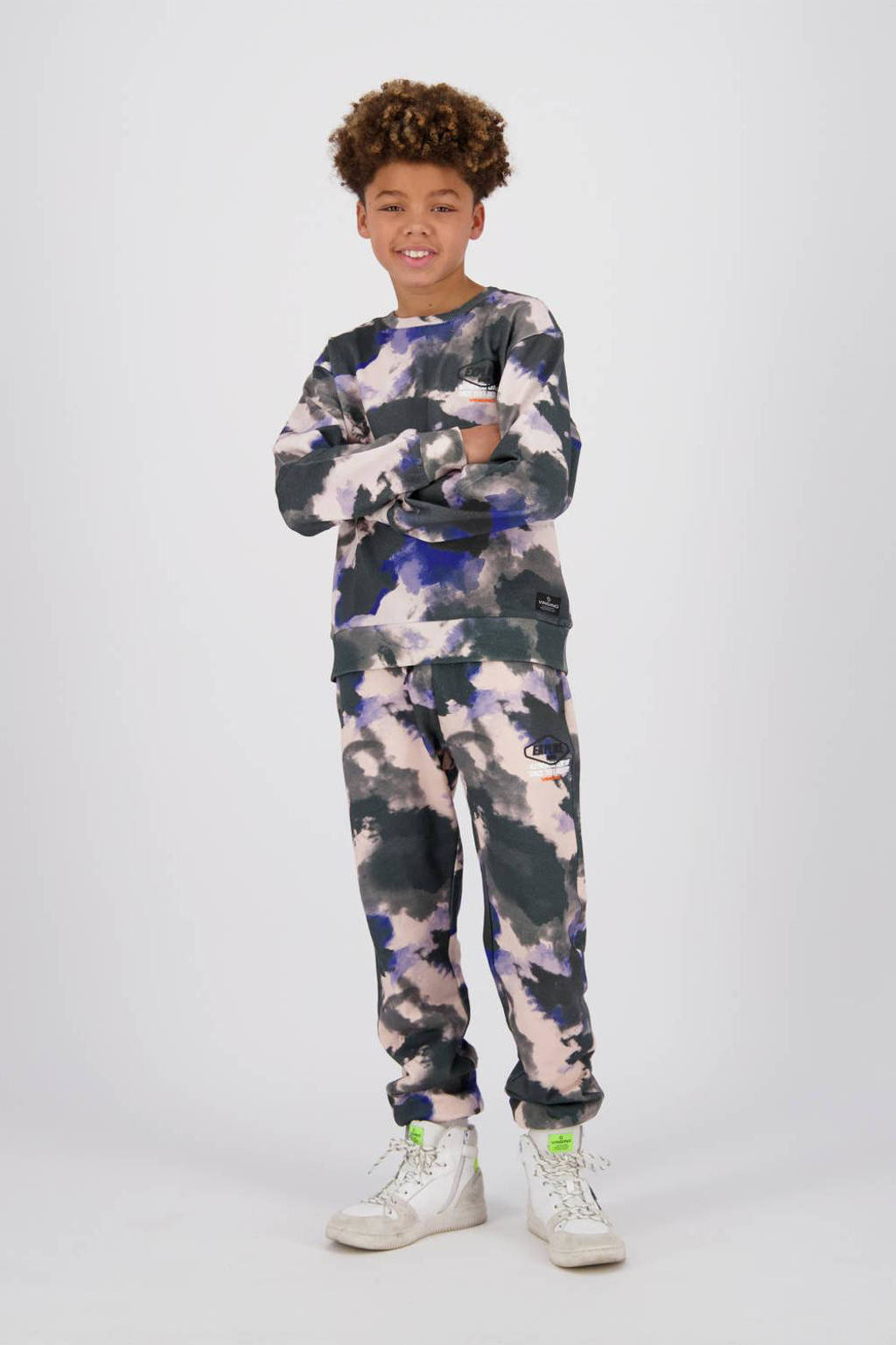 Vingino sweater Naros met camouflageprint zwart/blauw