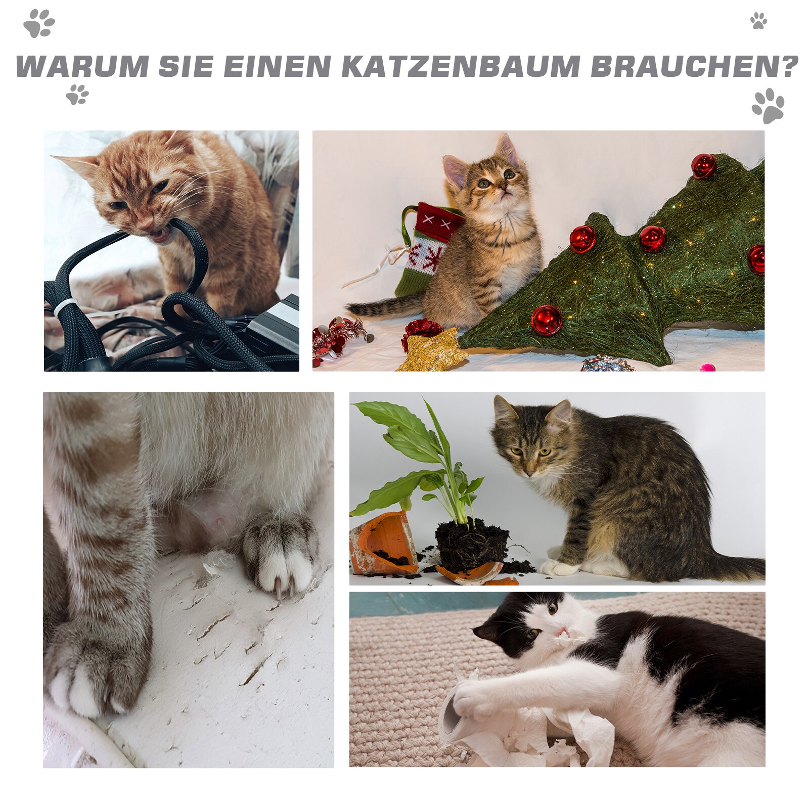 PawHut Kratzbaum mit Kuschelhöhlen 59 x 39 x 83 cm (LxBxH)
